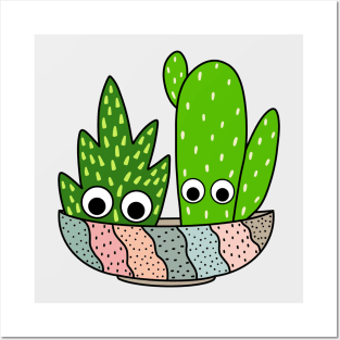 Cute Cactus Design #213: Cacti Arrangement In A Nice Planter Bowl Posters and Art